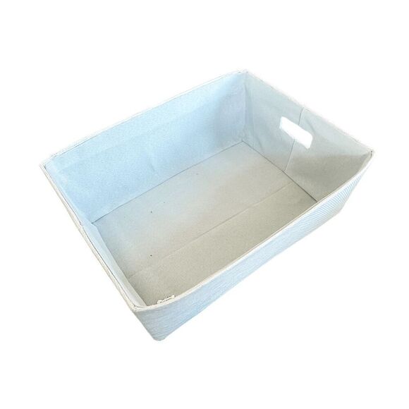 Brand New Gracie Oaks Blue Linen Nursery Basket - Picture 4 of 10